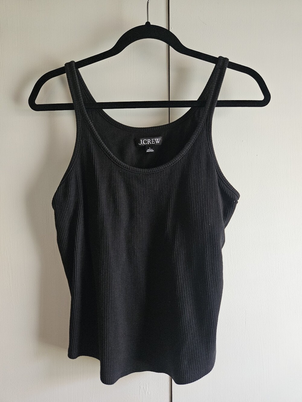 J. Crew Perfect Fit Built In Bra Tank Black Large